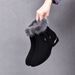 2024 Autumn Winter Short Boots With Thick Fleece-Lined Cotton Shoes, Fashionable Round Toe Flat Heels, Plus Size Women's_vogvips.com