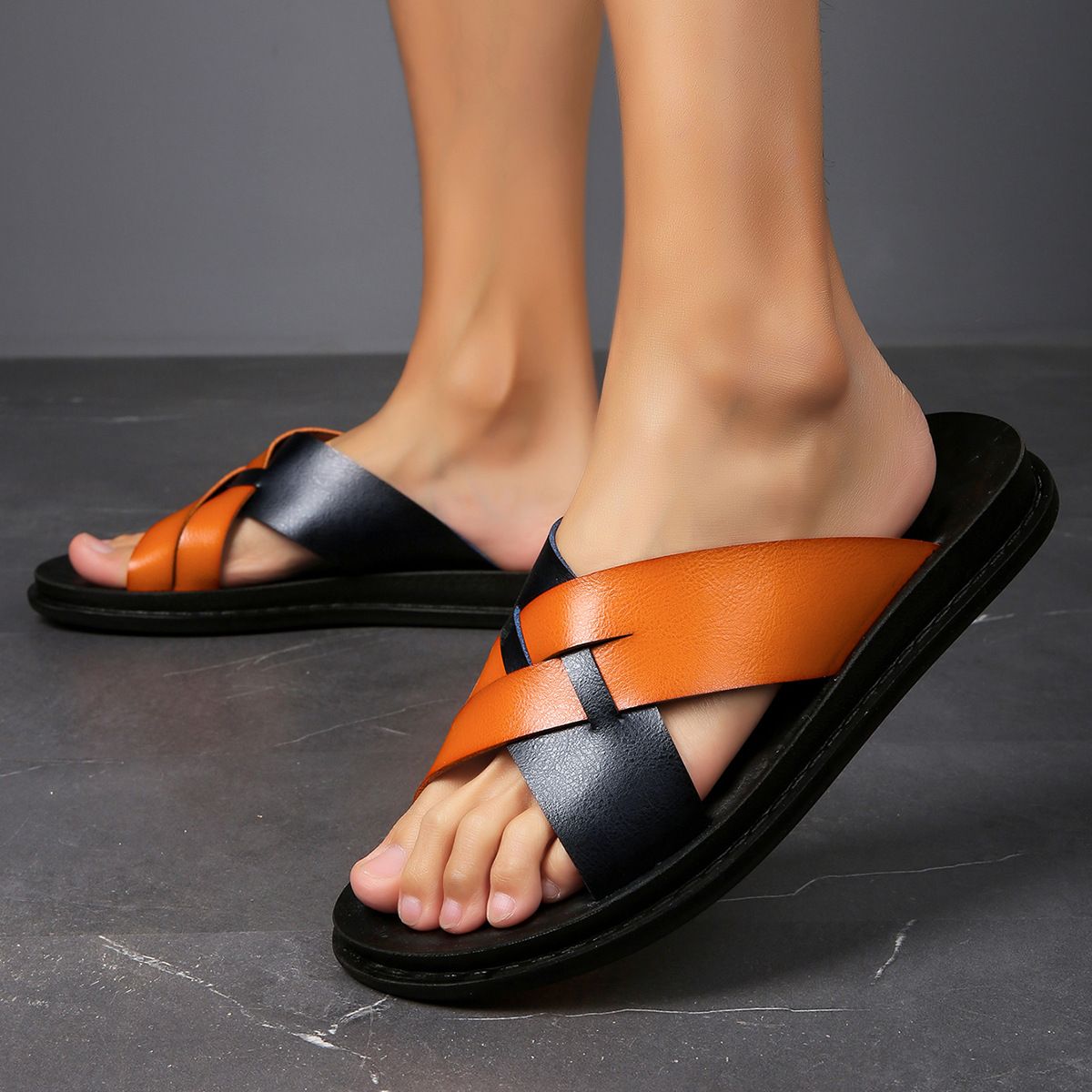 Men's Casual Slippers With Soft Soles Wearing Beach Shoes, Lightweight Comfortable For Home Use, Slip Resistant And_vogvips.com