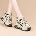 Platform Height Increas Dad Shoes 2024 Autumn Winter New Color Block Casual Sneakers For Petite Women With Fleece_vogvips.com