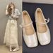 French Square Head Mary Jane Shoes Women's Retro Square Head One-word Buckle Single Shoes British Style Single Shoes Women_vogvips.com