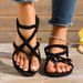 2026 New Design Simple Style Woven Flat Women, Summer Toe-loop Roman Sandals For Outdoor Wear_vogvips.com