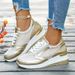 Women S Gold Mesh Wedge Sneakers Spring Thick Sole Platform Sports Woman Plus Size Comfort Casual Vulcanized_vogvips.com