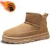 Men's Winter Snow Boots With Fleece Lining - Thick & Warm Round Toe Slip-On Boots For Cold Weather, Non-Slip PVC Sole (Black/Chestnut/Licorice)_vogvips.com