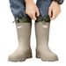 Couple's Mid Length Rain Boots, Drawstring Waterproof Rain Shoes, Outdoor Stream Tracing Thick Bottom Water Shoes, Anti Slip Kitchen Rubber Shoes_vogvips.com