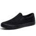 Slip-on Cool Young Man Street Pure Black Footwear Breathable Flat Mens Casual Shoes Plus Size 45_vogvips.com