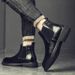 Chelsea Boots Men's Style One-pedal Polished Soft Leather Men's Boots Medium Top Short Boots Men's Shoes Martin Boots_vogvips.com