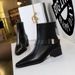 578-1 Vintage Style Short Knight With Chunky Mid-Heel, Belt Buckle, Metal Decoration, Pointed Toe, Winter Women's Ankle_vogvips.com
