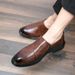 Euro Step Men's Leather Shoes Height Increasing Breathable British Style Loafers Business Formal Pointed Toe Slip-On Xuheng New_vogvips.com