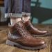 Martin Boots Men's Side Zipper Leather Boots Retro Trendy Men's Medium Top Short Boots Tooling Boots High Top Leather Shoes_vogvips.com