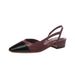Burgundy New Style Chunky Heel Single Shoes For Women With Back Strap, Square Toe, Color Block, Mid Heel, Open Back,_vogvips.com
