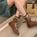 Women's Soft Leather Retro Lace-Up Ankle Boots With Low Block Heel For Autumn Winter Spring Mid Calf Motorcycle Boots, Martin Ankle Boots_vogvips.com