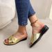 Plus-size Women's Slippers 2025 Summer New Thick-soled Gold Women's Shoes European And American Style Peep-toe Wedge_vogvips.com