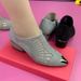 Fashion Hot Diamond Mesh Shoes Pointed Thick Heel Hollow Zipper Rhinestone Women's Sandals Comfortable Breathable Low Heel Shoes Women_vogvips.com