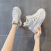 Leather Hollow Dad Shoes Women's Lightweight Inner Height Increase Casual Sports Shoes Platform Sandals_vogvips.com