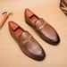 New Fashion Men's Brown Business Casual Loafer Shoes Daily Office Black Buckle Monk Men's Shoes One Foot Cover Banquet Dress Wedding Leather Shoes_vogvips.com