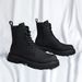 Black Martin Boots For Men, Ins Style, Cool Side Zipper, Workwear Motorcycle Boots, Thick Sole, High Top Shoes, Matte_vogvips.com