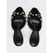 Summer New Arrival Women's Black Suede One Strap High Heel Sandals Rivet Embellished Backless Slip On Shoes_vogvips.com
