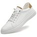 Men's Round Head Flat Bottom Cowhide Casual Board Shoes Flat Heel Board Shoes Light Mouth White Polished Men's Shoes_vogvips.com