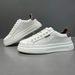 M's Leather Punched Trdy Versatile White With Lace Up, Summer Breathable Casual Shoes, Thick Soled Board Shoes For_vogvips.com