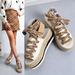 2025 Autumn New Fashion Letter Print Breathable Straw Thick-Soled Sandals Denim Platform Slippers_vogvips.com