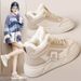 SH909 New 2024 Autumn Winter Warm Cotton Shoes Patchwork Women's Sneakers Plush Lined Student Wear-Resistant Thick Sole_vogvips.com