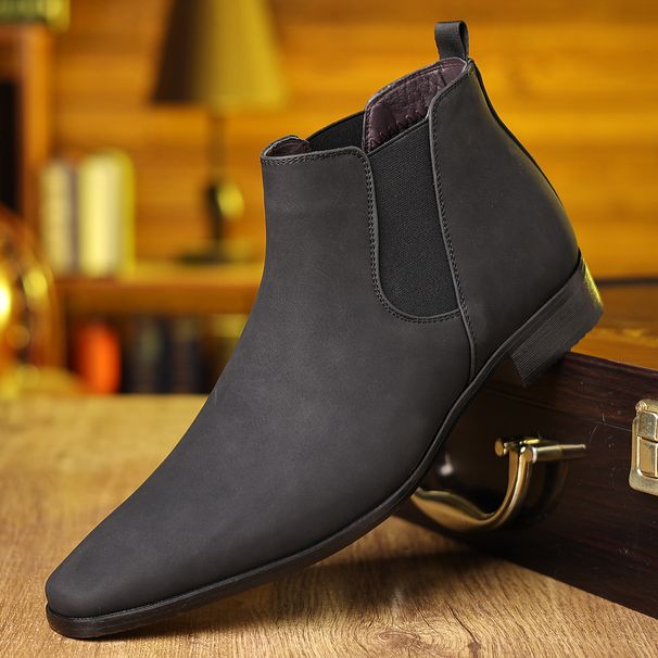 Cross-border Large Size 47-48 Men's Casual Leather Shoes, High-top, High-end Pointed Toe Shoes For Outdoor Wear_vogvips.com