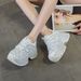 Women's Chunky-soled Height-increasing Dad For Petite Women, 2026 Spring New Model, With Starry Sky Rhinestone Soles,_vogvips.com