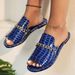 and Large Size Women's Summer Flat Sandals For Outdoor Wear, Crocodile Pattern With Chain,_vogvips.com