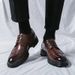 New Brown Vintage British Brogue Carved Leather Shoes Men's Genuine Leather Formal Business Leather Shoes Casual Lace Up Banquet Dress Derby Shoes Plu_vogvips.com