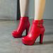 Autumn/Winter New Style Short Boots With High Heels, Waterproof Platform, Leather Buckle, European Style, Simple And Fashionable, Martin Boots_vogvips.com