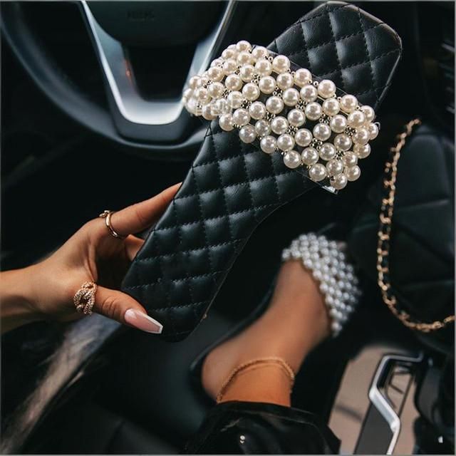 Shoes Plus Size Women's Flat Slippers Style Summer Pearl Sandals Clearance Sale Ladies' Everyday Footwear For Formal & Casual For Women_vogvips.com