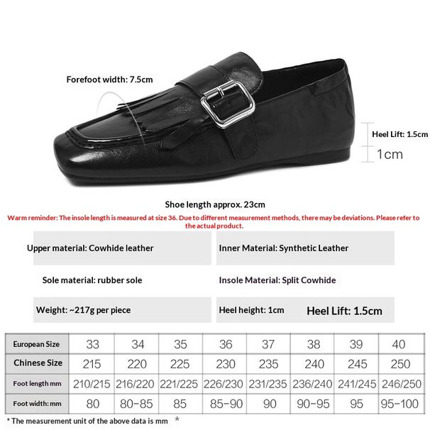 Cameido Women's Leather Loafers With Tassels And Belt Buckles Soft Bottom Soft Upper Deep V Single Shoes For Spring_vogvips.com
