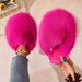 Autumn And Winter Hot Selling Plus Size Solid Color Fluffy Big Fur Slippers, Soft Bottom Flat Bottom Winter Baotou Home Warm Cotton Slippers_vogvips.com