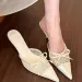 Shoes Closed Toe Womens Fashion Butterfly Knot Dress Slippers Summer Solid Heels Women 250327_vogvips.com