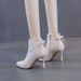 European American Style Girls' Rhinestone Short Boots, Women's Pointed Toe Stiletto High-heeled With Bow, 2025 Autumn_vogvips.com