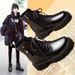 Black Martin For Women British Spring And Autumn Single Summer Thin Thick Sole Heightening Heel Street Style Motorcycle_vogvips.com
