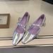 Cameido Mary Jane Shoes Low Heel For Women Spring French Square Toe With Rhinestones_vogvips.com