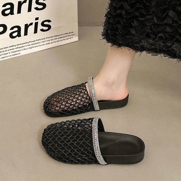 Knitted Toe-up Slippers For Women, New Summer Style In 2026, Thick Sole, Breathable And Cool._vogvips.com