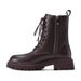 Z Genuine Soft Leather Martin For Women British Style 2024 New Spring And Autumn Fleece-Lined Brown Thick-Soled Short_vogvips.com