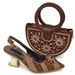 Shoe Bag Set Combination Wrist Woven Moon Bag + Women's Pointed Sandal Crystal Buckle_vogvips.com