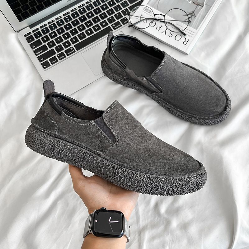 Casual Men's Shoe Set, Suede Leather Flat Bottomed Trendy Board Shoes, Breathable Loafers, 8133_vogvips.com