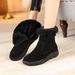 2023 Winter New Women's Snow Leather And Fur Integrated Thickened Mid-Calf Boots With Fleece Platform Sole Northeastern_vogvips.com