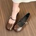 Mary Jane Mouth Chunky Heel Single Shoes Women 2024 Spring New Korean Style Square Toe Flat Shallow Soft Sole Loafers_vogvips.com