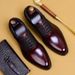 Genuine Cow Leather Brogue Wedding Business Men Casual Flats Vintage Handmade Oxford Shoes For Men Black Burgundy 2024_vogvips.com
