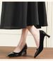 2025 Elegant Pointed Toe, Shallow Toe High Heels, Patent Leather, Thick Heels, Fashionable Black High Heels, Rubber Anti-slip Soles, Women's Shoes_vogvips.com