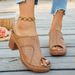 European And American Style Hollow-out Chunky Heel Roman Sandals - New Summer Collection, One-strap, Plus Size, High Heel Women's Sandals_vogvips.com