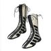 Women Boxing Boots Fashionable 2025 Autumn Winter New Cool Boxing Boots Ding Version Lace-Up Patchwork Striped Top Layer Cowhide Pure_vogvips.com