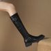 2024 Wasteland Round Toe Over-the-Knee Knight For Women, British Style Slimming Autumn Winter Versatile Chunky Mid-Heel_vogvips.com