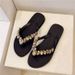 Rhinestone Flip-flops Women Go Out Flash Pinch Slippers Summer Non-slip Flat Bottom Home Shoes Sequined Beach Cool Slippers_vogvips.com