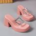 Women’s Shoes Platform Sandals – Rhinestone Square-Toe Slide Shoes (4 Colors & 7 Sizes)_vogvips.com